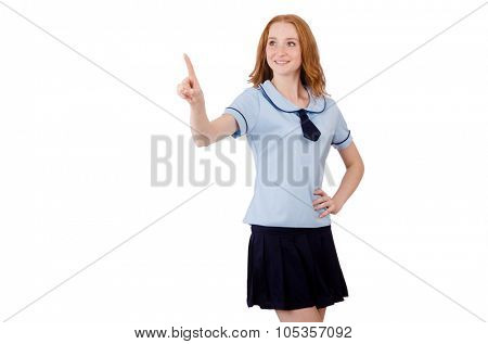 Schoolgirl isolated on the white