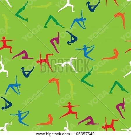 Seamless pattern Yoga poses icons