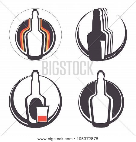Stylish collection of alcohol emblems