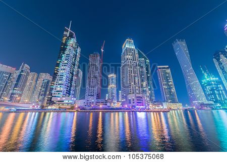 Dubai - JANUARY 10, 2015: Marina district on January 10 in UAE, Dubai. Marina district is popular residential area in Dubai