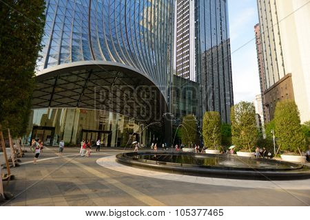 SHENZHEN, CHINA - MAY 28, 2014: area around the KK100. The KK100, formerly known as Kingkey 100 and Kingkey Finance Center Plaza, is a supertall skyscraper in Shenzhen, Guangdong province, China.