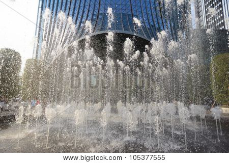 SHENZHEN, CHINA - MAY 28, 2014: area around the KK100. The KK100, formerly known as Kingkey 100 and Kingkey Finance Center Plaza, is a supertall skyscraper in Shenzhen, Guangdong province, China.