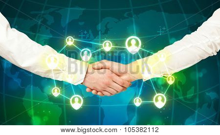 Business handshake, social netwok concept