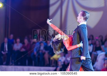 Minsk, Belarus - September 26, 2015: Artem Kazyra And Anastasiya Veslova Perform Vip Show Case Dance