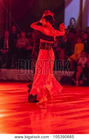 Minsk, Belarus - September 26, 2015: Artem Kazyra And Anastasiya Veslova Perform Vip Show Case Dance