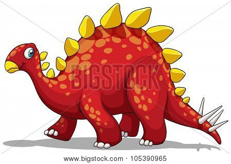 Red dinosaur with spikes tail illustration