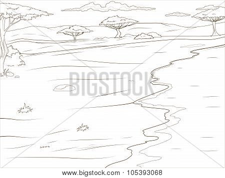 Coloring book  African savannah background
