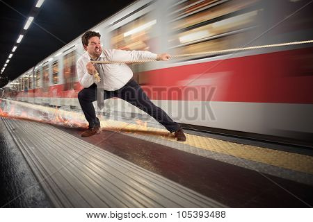 Businessman late to the metro