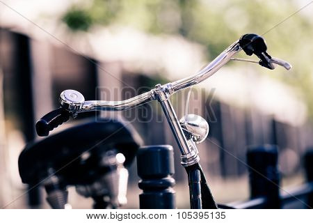 Vintage City Bike Colorful Retro Light And Handlebar