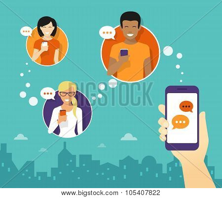 Chatting with friends via messenger app