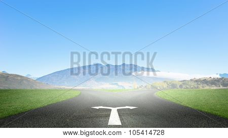 Concept of choice with crossroads spliting in two ways