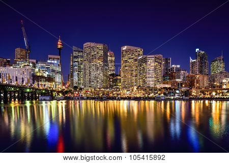Sydney, Australia - November 23, 2015 : Night Scene Of Darling Harbour