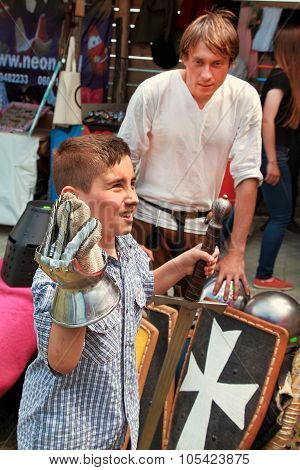 Vatra, Moldova. June 28, 2015. Medieval Festival. Spectators Are Theatrical Performances Involving T