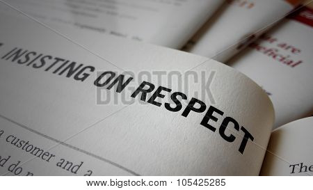Insisting On Respect Word On A Book