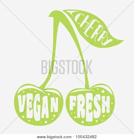 Vegan Typographic Print With Cherry.