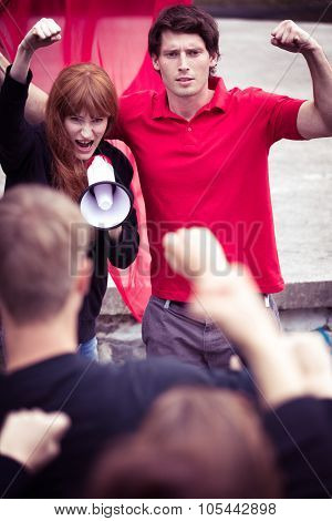 Social Activists At Manifestation