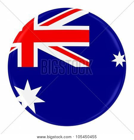 Australian Flag Badge - Flag Of Australia Button Isolated On White