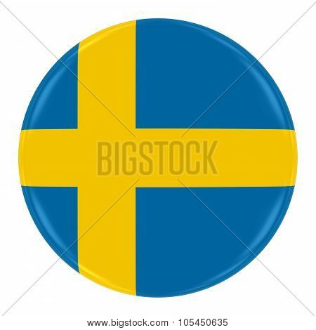 Swedish Flag Badge - Flag Of Sweden Button Isolated On White