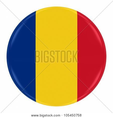 Romanian Flag Badge - Flag Of Romania Button Isolated On White