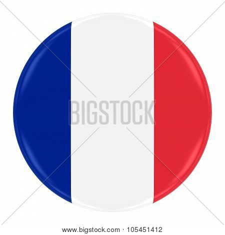 French Flag Badge - Flag Of France Button Isolated On White
