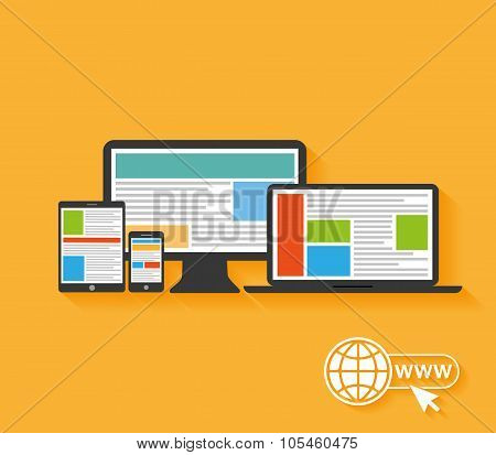 Flat Design Devices Icons
