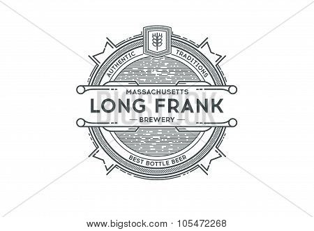 Hand Drawn Frame Label Retro Vintage. Brewery Label.