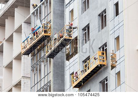 Odessa - October 20: Glazed Windows Double-glazed Windows In The Construction Of High-rise Buildings