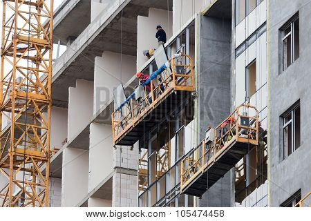 Odessa - October 20: Glazed Windows Double-glazed Windows In The Construction Of High-rise Buildings