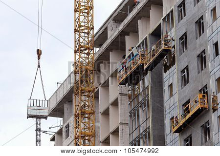 Odessa - October 20: Glazed Windows Double-glazed Windows In The Construction Of High-rise Buildings