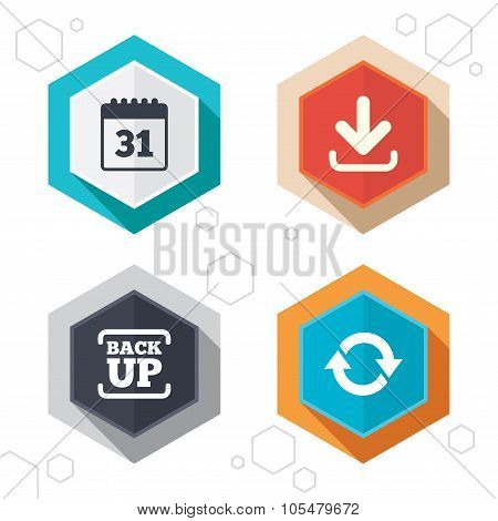 Download and Backup signs. Calendar, rotation