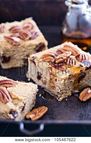 Pecan and dark chocolate blondies