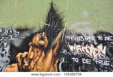 Mural angry man