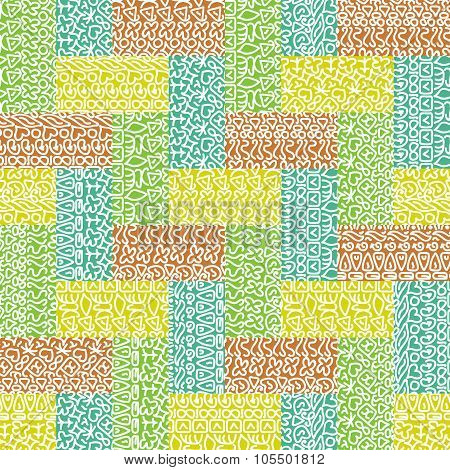 Seamless doodle geometric pattern in domino style. Pastel colors.
