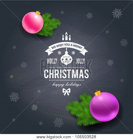 Merry Christmas greetings logo on chalkboard