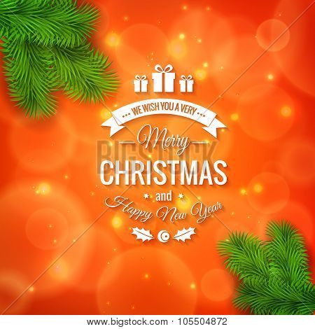 Merry Christmas greetings logo on colorful background