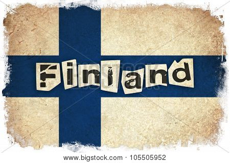Finland Grunge Flag With Text