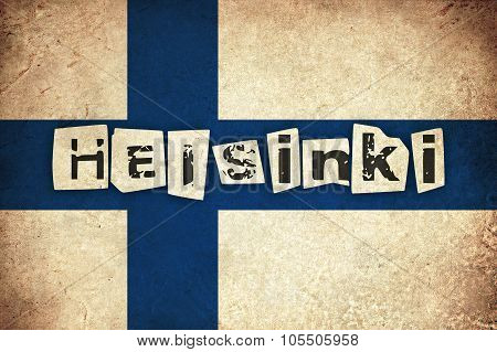 Finland Grunge Flag With Text