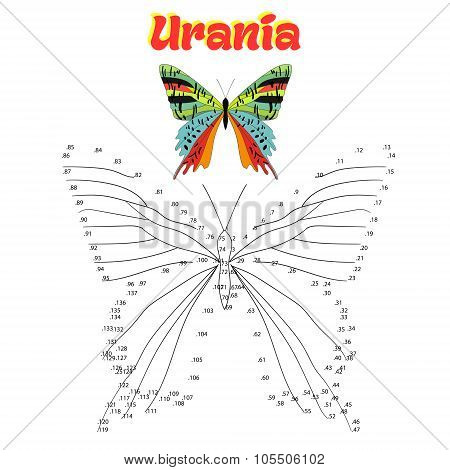 Educational game connect  dots to draw butterfly