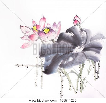 Chinese painting of a Lotus