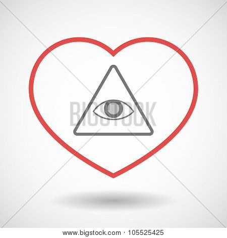 Line Heart Icon With An All Seeing Eye