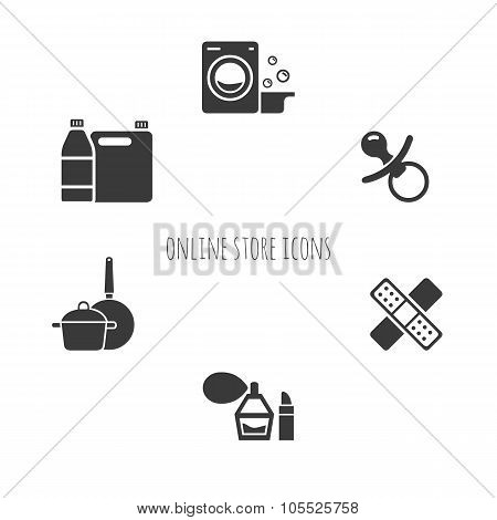 Online Store Vector Icon Set In Minimal Style