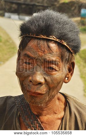 Old Mans Face In Nagaland, India