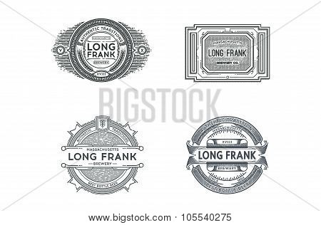 Set Of Retro Vintage Beer Badges, Logo. Vector Illustration