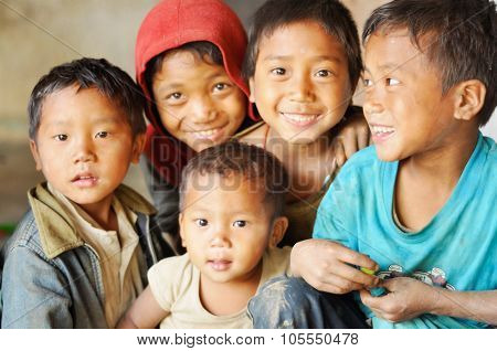 Group Of Children In Nagaland, India