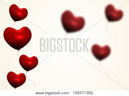 Red balloons as a love symbol. Valentines Day celebration.