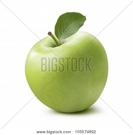 Single Whole Green Apple 2 Isolated On White Background