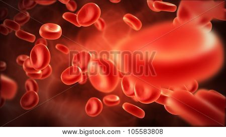 Streaming Blood Cells In Vein