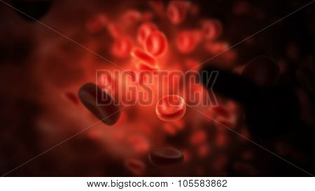 Streaming Blood Cells In Vein
