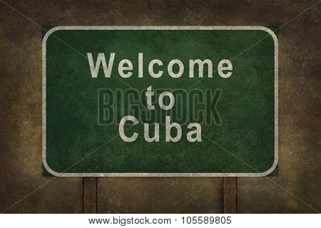Welcome To Cuba Roadside Sign Illustration