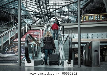 BERLIN, Germany - MARCH 28, 2015: Main train stantion in Berlin -  Hauptbahnhof is one of modern stantion in Europe.